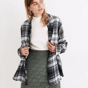 Madewell Sunday Plaid Flannel Shirt In Midnight Green #NB572 - Size Small